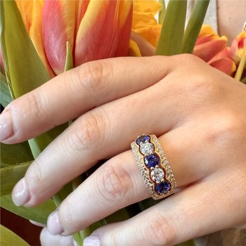 Blue Sapphire & Diamond Band 120-08335