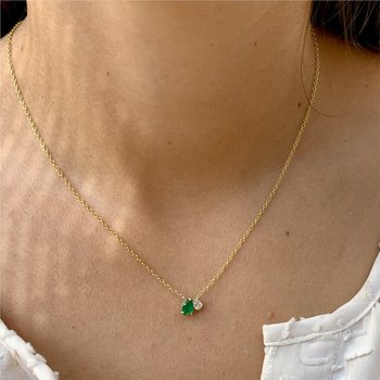 Emerald & Diamond 2-Stone Necklace 230-00501