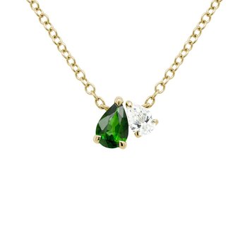 Emerald & Diamond 2-Stone Necklace 230-00501