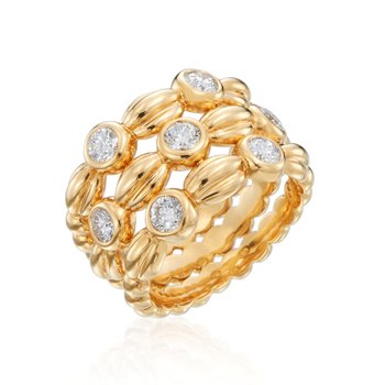 "Nutmeg" 3-Row Diamond Ring 130-00104