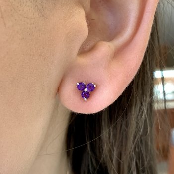 Amethyst Trio Stud Earrings 210-00298