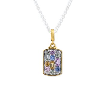 Sapphire Prismic Dog Tag Necklace 650-648413