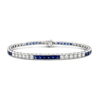 Blue Sapphire & Diamond Tennis Bracelet 240-00040