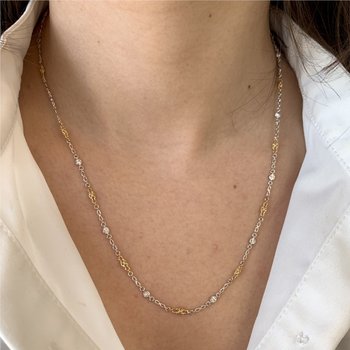 Fancy Link Diamond Station Necklace 160-14684