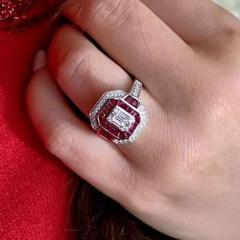 Art Deco Inspired Diamond & Ruby Ring 200-07123