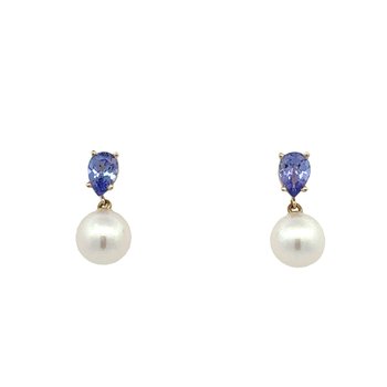 Tanzanite & Pearl Drop Earrings 340-29003