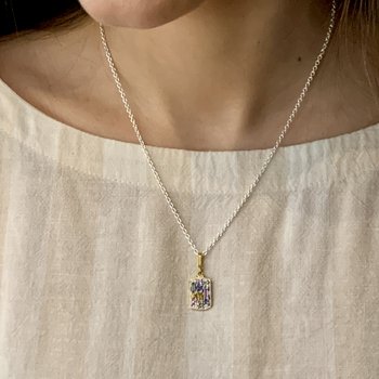 Sapphire Prismic Dog Tag Necklace 650-648413
