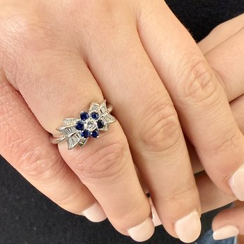 Diamond & Blue Sapphire Ring 800-05431