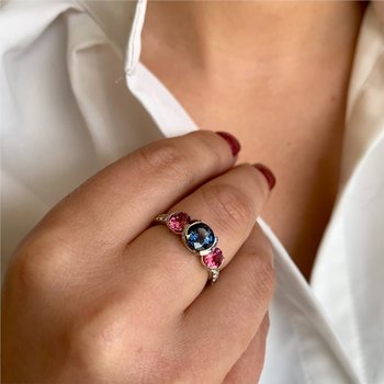 Violet Blue Spinel & Mahenge Pink Spinel Ring 200-07108