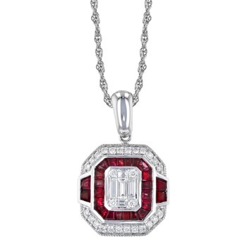 Art Deco Inspired Diamond & Ruby Necklace 230-00525