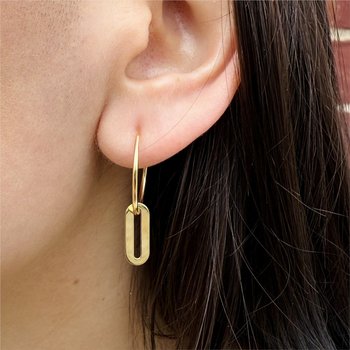 Paperclip Charm Hoop Earrings 425-42319