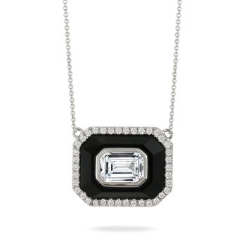 Black Onyx & Lab-Grown Diamond Necklace 160-14520