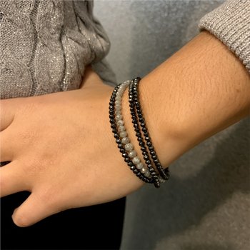 Mirror Ball Black Diamond Bead Bracelet 170-03733
