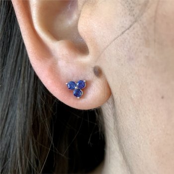 Blue Sapphire Trio Stud Earrings 210-00322