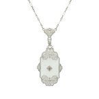Signature Estate Art Deco Quartz Filigree Necklace 800-05482