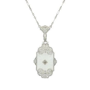 Art Deco Quartz Filigree Necklace 800-05482