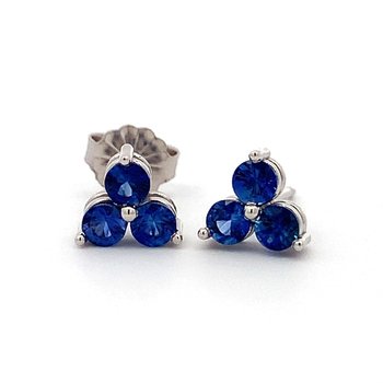 Blue Sapphire Trio Stud Earrings 210-00322