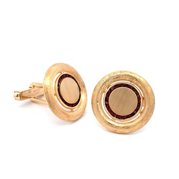 Garnet Cuff Links Signed "Lucien Piccard" 800-05300