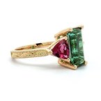 Moses Signature Teal Green Tourmaline & Rubellite Tourmaline Ring 200-07130