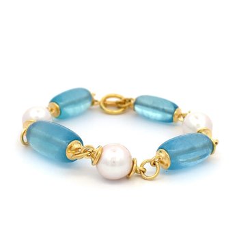 Aquamarine & Pearl Bracelet 240-00045