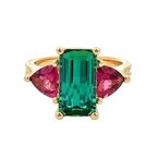 Moses Signature Teal Green Tourmaline & Rubellite Tourmaline Ring 200-07130