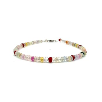 18 Carat TW Multi-Color Sapphire Bead Bracelet 240-00047