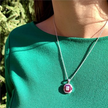 Art Deco Inspired Diamond & Ruby Necklace 230-00525