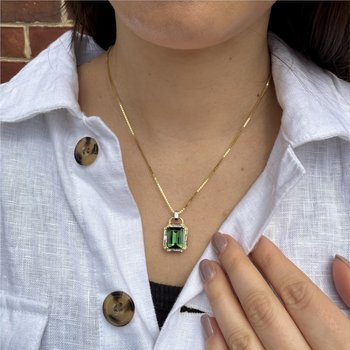 Art Deco Inspired Green Tourmaline Necklace 230-00537
