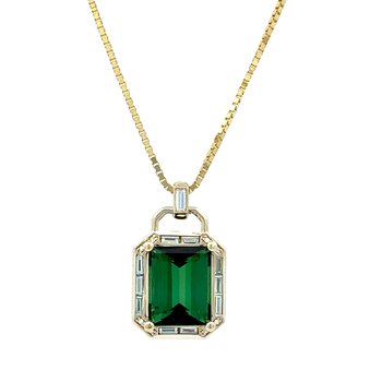Art Deco Inspired Green Tourmaline Necklace 230-00537