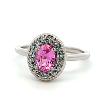 Pink Sapphire & Sky Blue Topaz Ring 200-07113