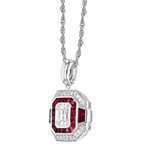 Wear-EVERY-Where Art Deco Inspired Diamond & Ruby Necklace 230-00525