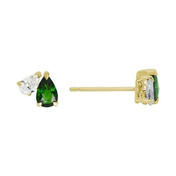 Emerald & Diamond 2-Stone Earrings 210-00344