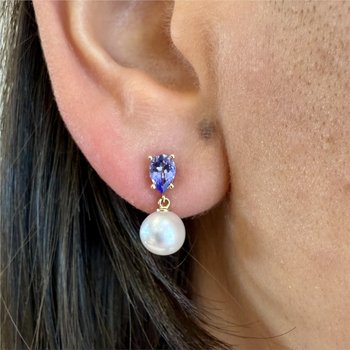 Tanzanite & Pearl Drop Earrings 340-29003