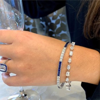 Blue Sapphire & Diamond Tennis Bracelet 240-00040