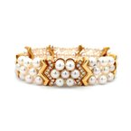 Signature Estate Pearl & Diamond Bracelet Signed "Mikimoto" 800-05189