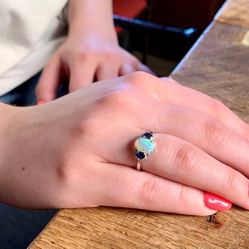 Opal & Blue Sapphire Ring 200-07010