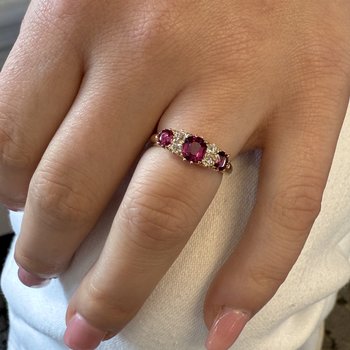 English Victorian Ruby & Diamond Band 802-00239