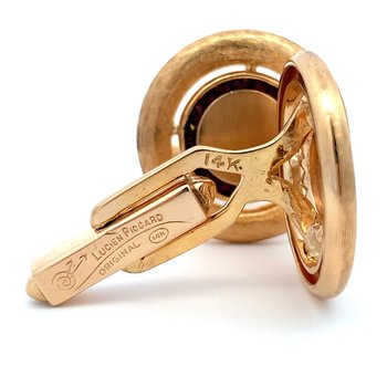 Garnet Cuff Links Signed "Lucien Piccard" 800-05300