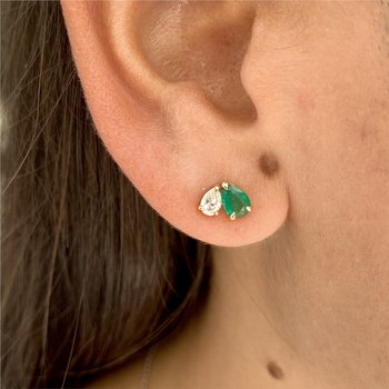 Emerald & Diamond 2-Stone Earrings 210-00344