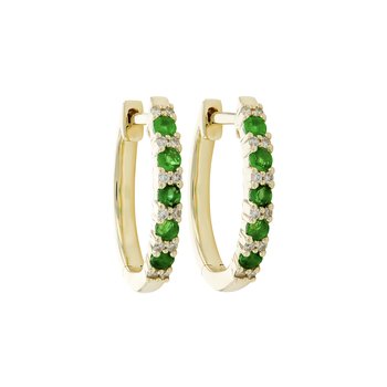 Emerald & Diamond Hoop Earrings 210-00369
