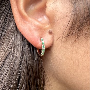 Emerald & Diamond Hoop Earrings 210-00369