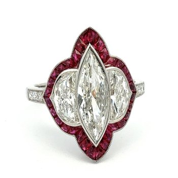 Art Deco Inspired Diamond & Ruby Ring 130-00152