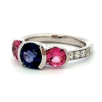Violet Blue Spinel & Mahenge Pink Spinel Ring 200-07108