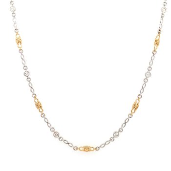 Fancy Link Diamond Station Necklace 160-14684