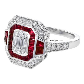 Art Deco Inspired Diamond & Ruby Ring 200-07123