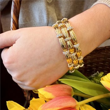 Triple Row Diamond Bracelet Signed "Tiffany & Co." 800-05421